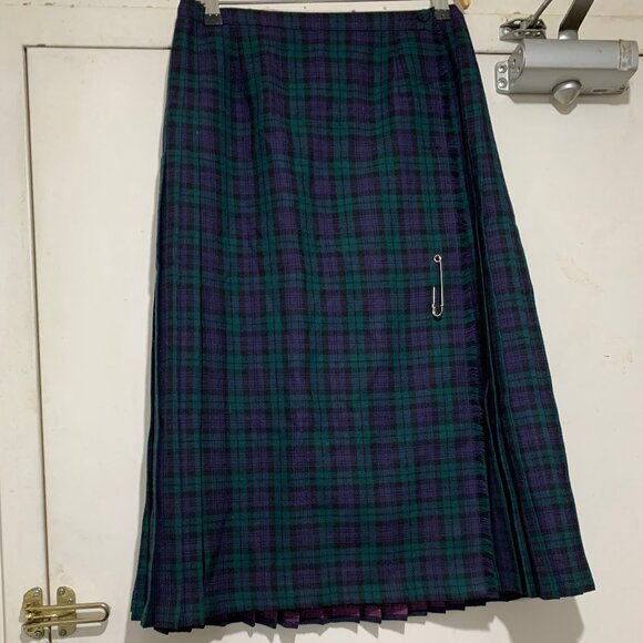 VINTAGE ALJEAN WOOL PLAID PLEATED KILT SKIRTS SIZE 12 - Picture 7 of 8